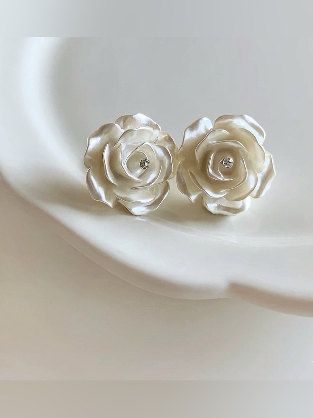 NEW Pearlescent Blossom Rose Studs | S925 Silver